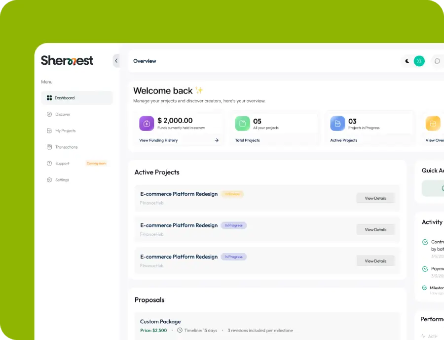 Shernest Dashboard preview